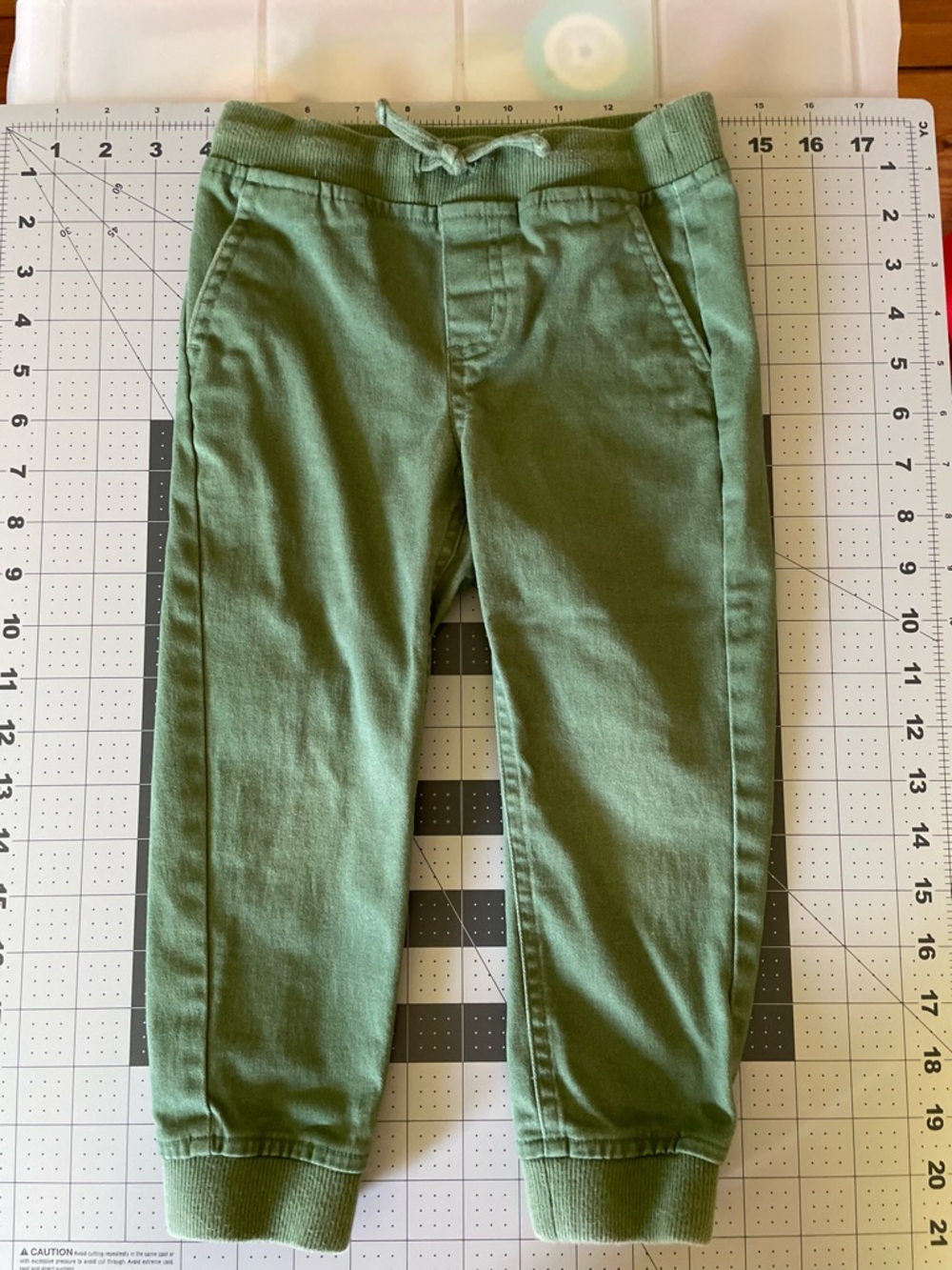 JANIE & JACK Toddler Olive Twill Jogger Drawstring Waistband Front Pockets SZ 3